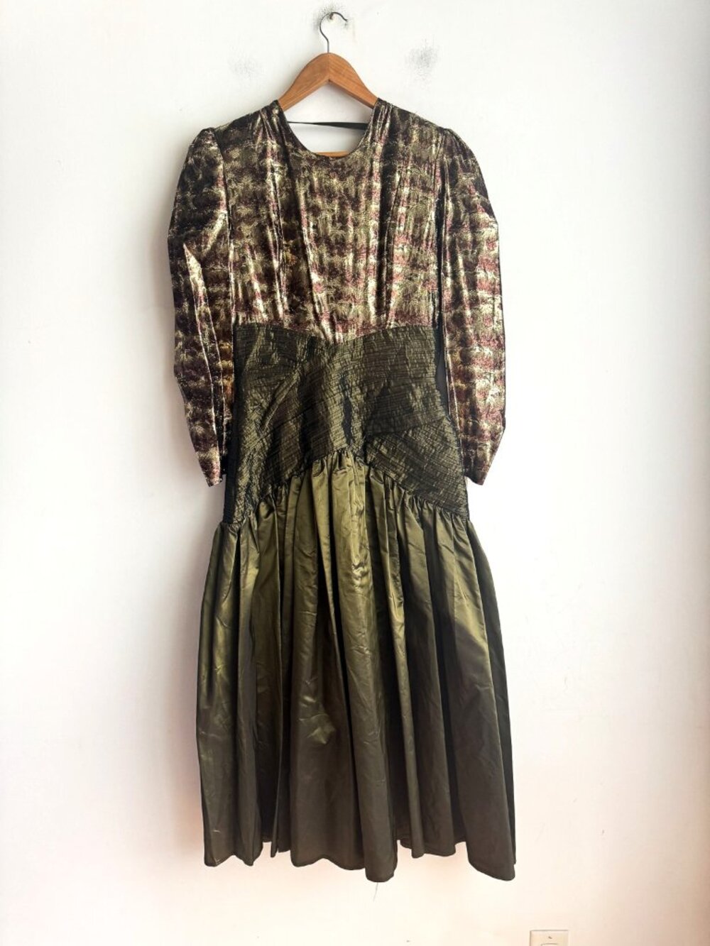 Vintage Liptons Taffeta Lurex Earth Tones Midi Prom Dress NWT 10 - Picture 2 of 11